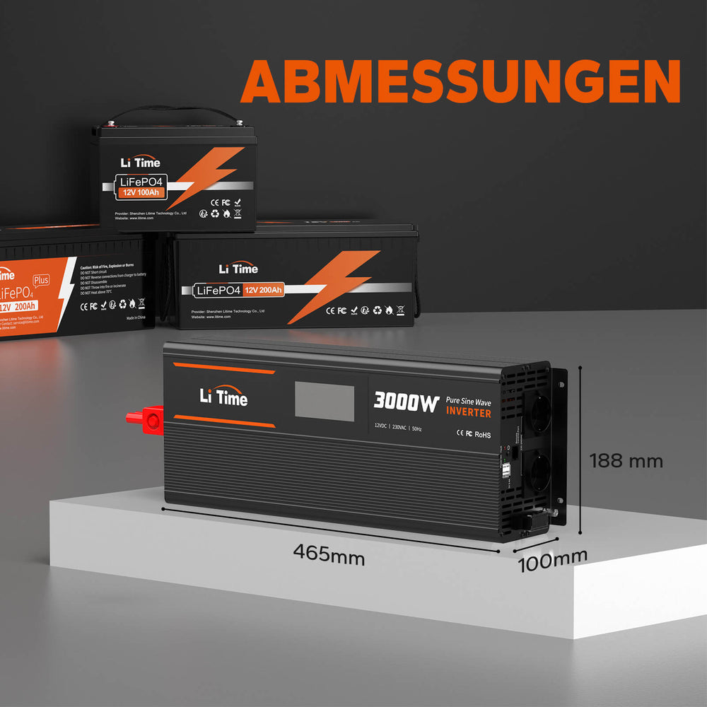 LiTime Inverter 3000W Onda Sinusoidale Pura 12V a 230V CA - LiTimeFR/IT/ES