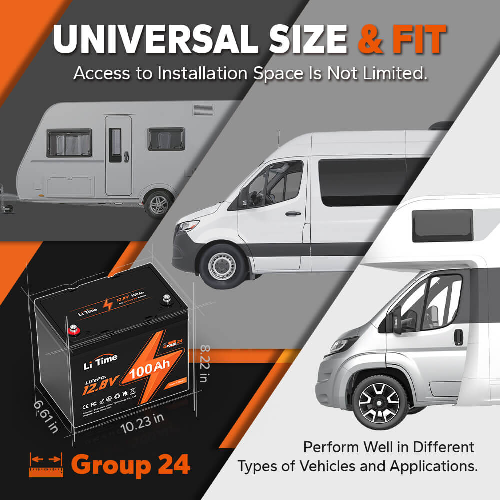 LiTime 12V 100Ah Group 24 Batteria al litio LiFePO4 a ciclo profondo - LiTimeFR/IT/ES