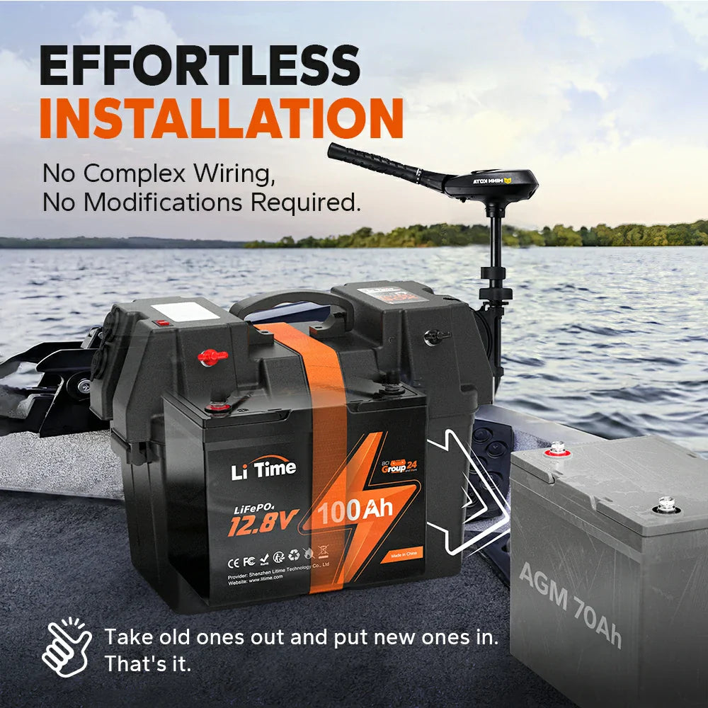LiTime 12V 100Ah Group 24 Batteria al litio LiFePO4 a ciclo profondo - LiTimeFR/IT/ES