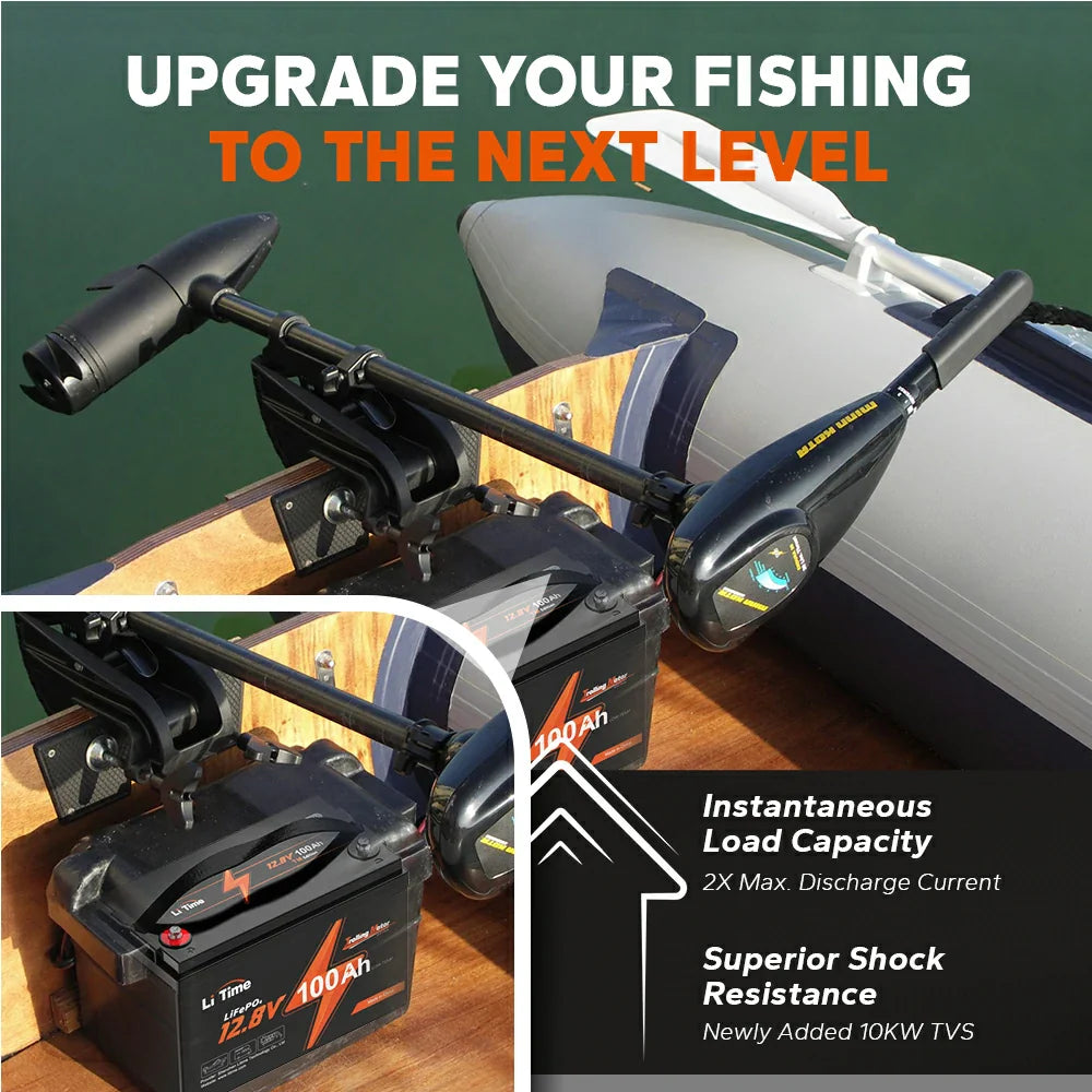 LiTime 12V 100Ah motore elettrico per barca Batteria Porta la tua pesca al livello successivo