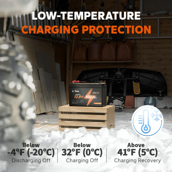 LiTime 12V 100Ah motore elettrico per barca Batteria  Marino protezione di carica a bassa temperatura