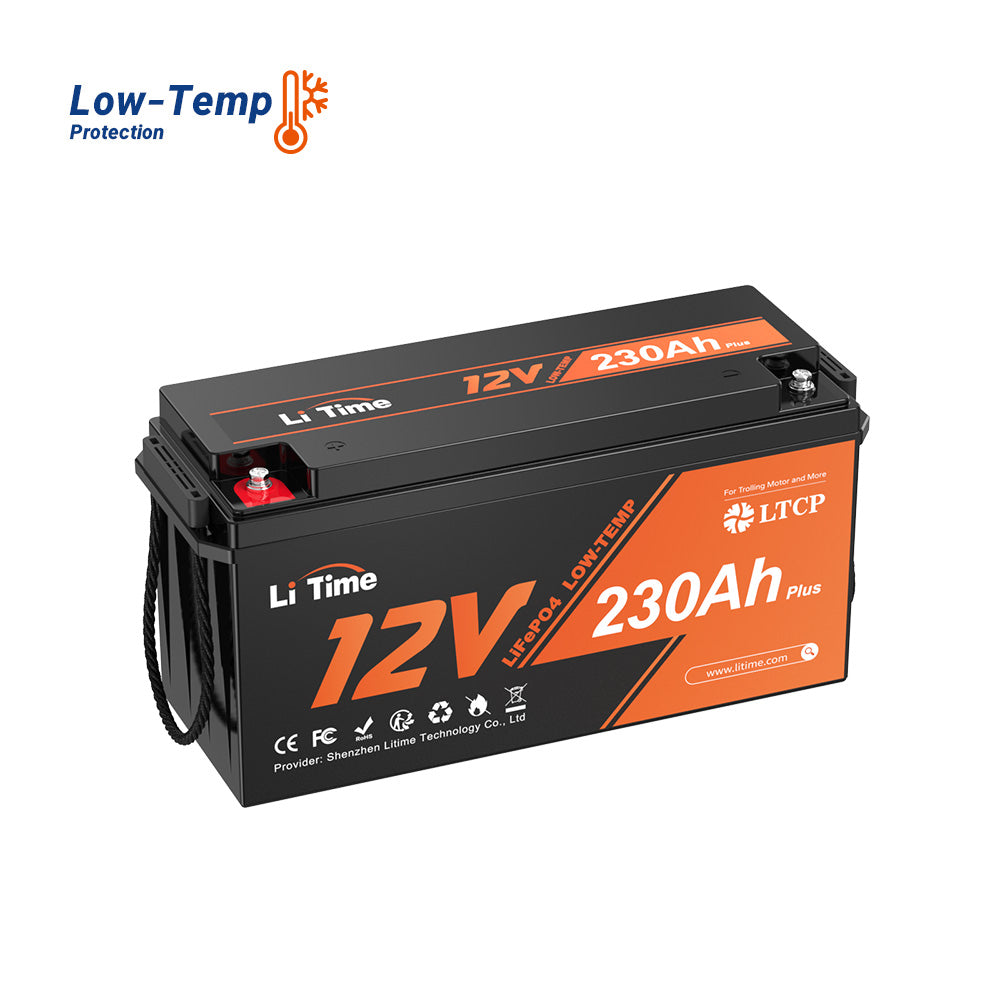 Batteria LiTime 12V 230Ah Plus con BMS 200A per basse temperature.