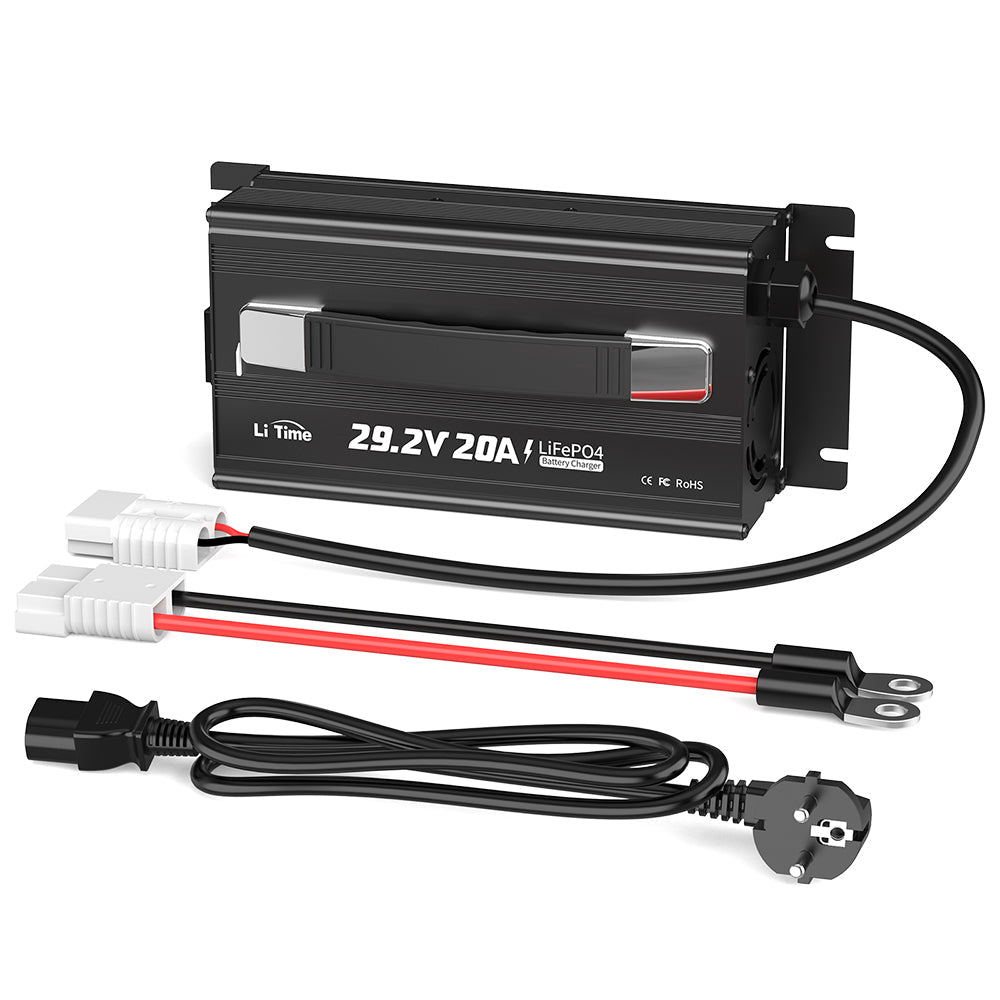 LiTime 29.2V 20A Caricabatterie al litio per batterie al litio LiFePO4 da 24V - LiTimeFR/IT/ES