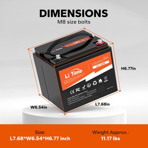 Dimensioni e peso della batteria LiTime 12V 50Ah