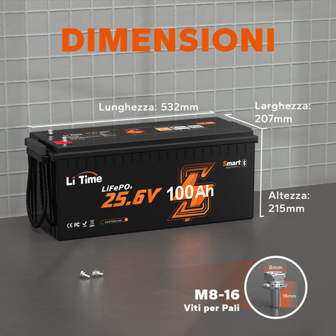 Dimensioni compatte della batteria LiTime 24V 100Ah