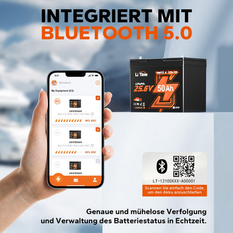 ⚡BF SALE: € 294.99⚡24V 50Ah Bluetooth Batteria al Litio per Imbarcazioni a Motore Elettrico