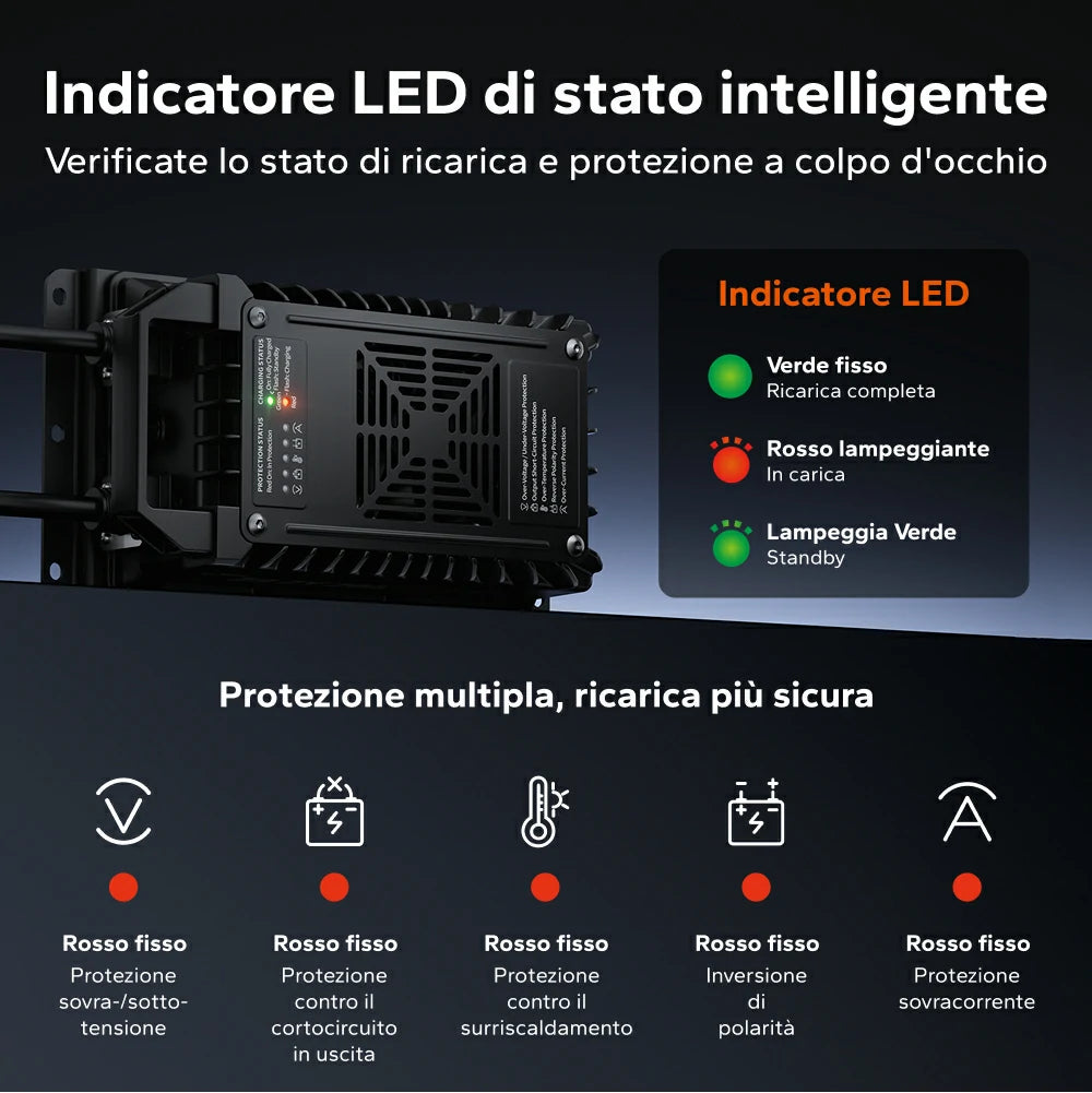 LiTime Caricabatterie LiFePO4 24 V (29,2 V) 20 A Impermeabile e Montabile