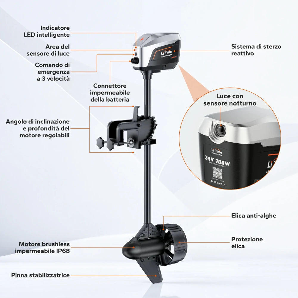 Argoseeker A1 Motore Fuoribordo Elettrico 24 V 700 W